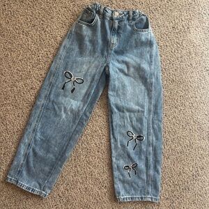 Cat & Jack Barrel Jeans with Sequined Bow Details- girls size 10